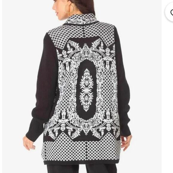 Roaman's Size 18 / 20 Cardigan Sweater Diamond Cage Open Front Cozy Knit Relaxed - Picture 2 of 14